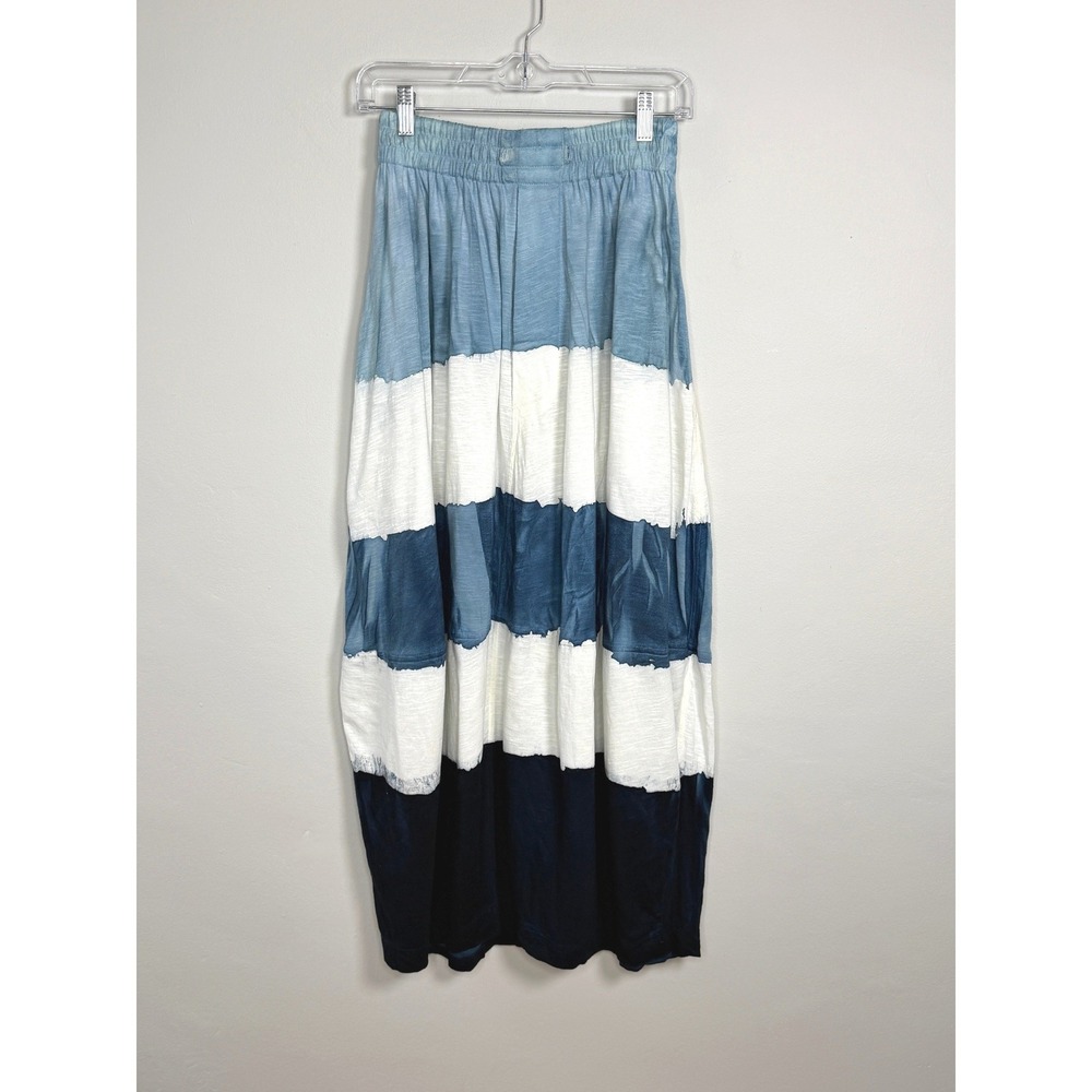 Gilda Midani Maxi Skirt Womens S Blue Striped Hand Dyed Pockets Boho Resortwear